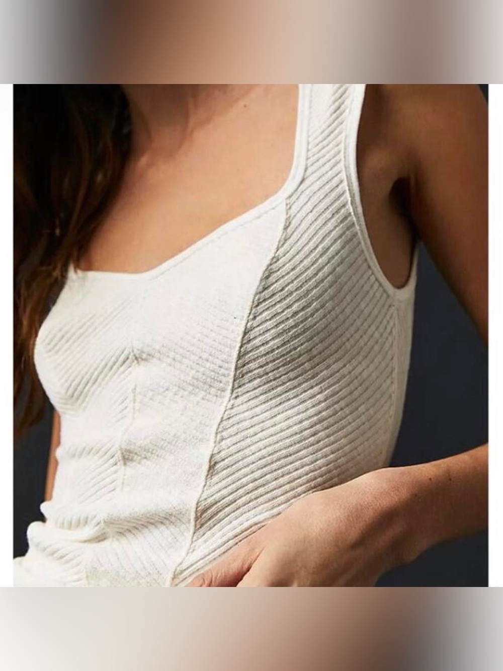 Free People White Ribbed Tank Cami